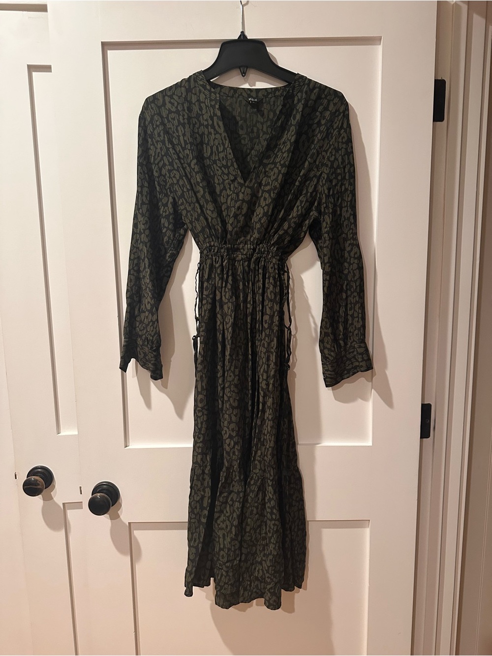 Rails Olive Green Leopard Long Sleeve Maxi Dress